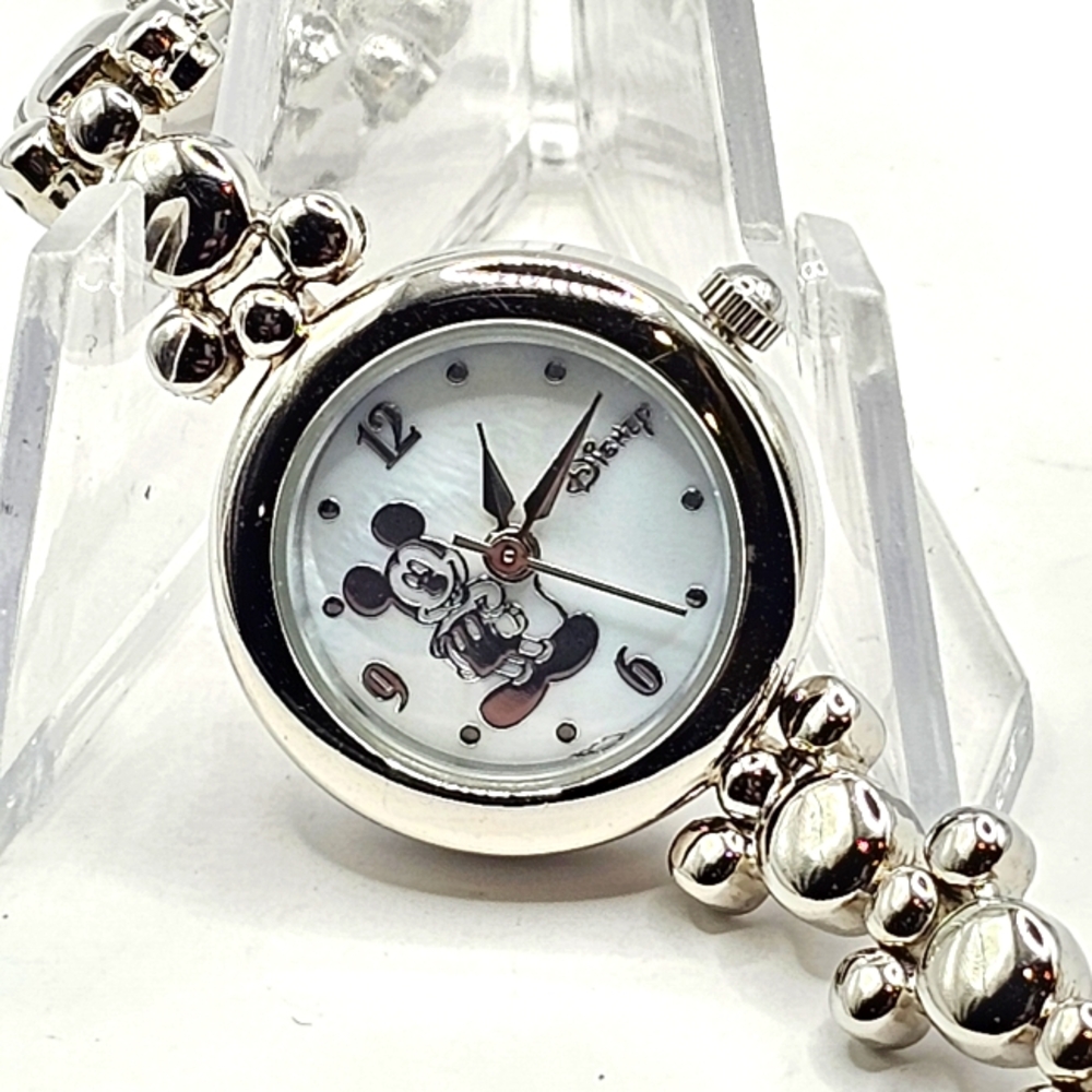 Disney Parks MZB Mickey Mouse Women's Silver Wristwatch Working New Battery